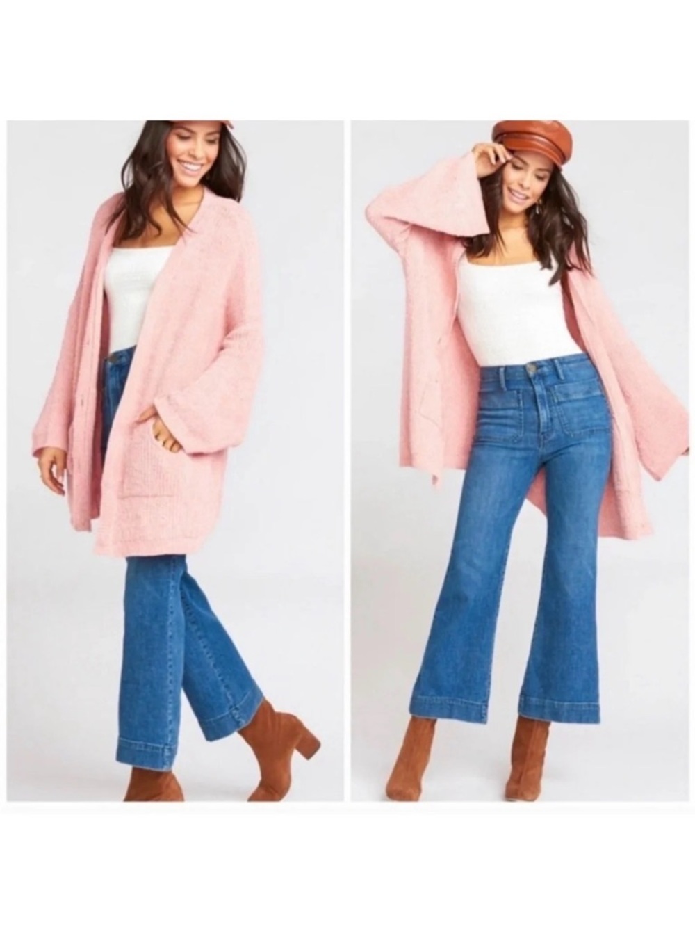 Show Me Your Mumu Pink Chenille Oversized Open Front Cardigan S
